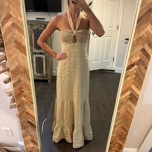 COA Small Tan Halter Maxi Dress